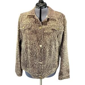 CHAPS Snake Skin Print Denim Stretch Cotton Women's Jacket Size XL